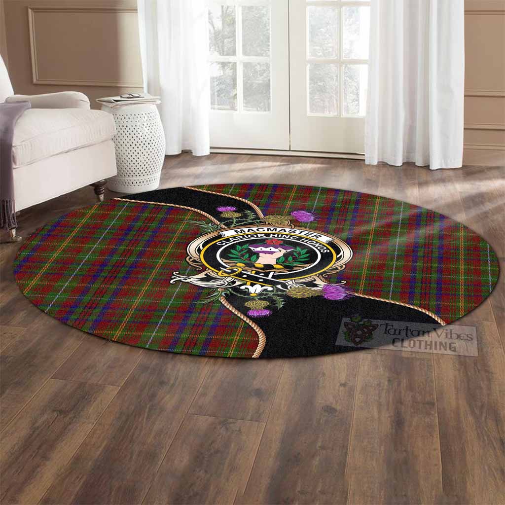 MacMaster (McMaster) Tartan Crest Round Rug Scottish Thistle Spirit 2XL 59.1" (1.5m) - Tartan Vibes Clothing