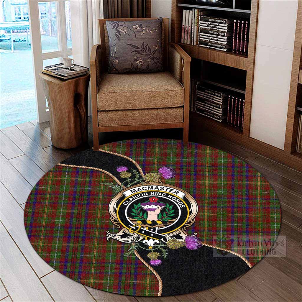 MacMaster (McMaster) Tartan Crest Round Rug Scottish Thistle Spirit L 39.4" (1m) - Tartan Vibes Clothing