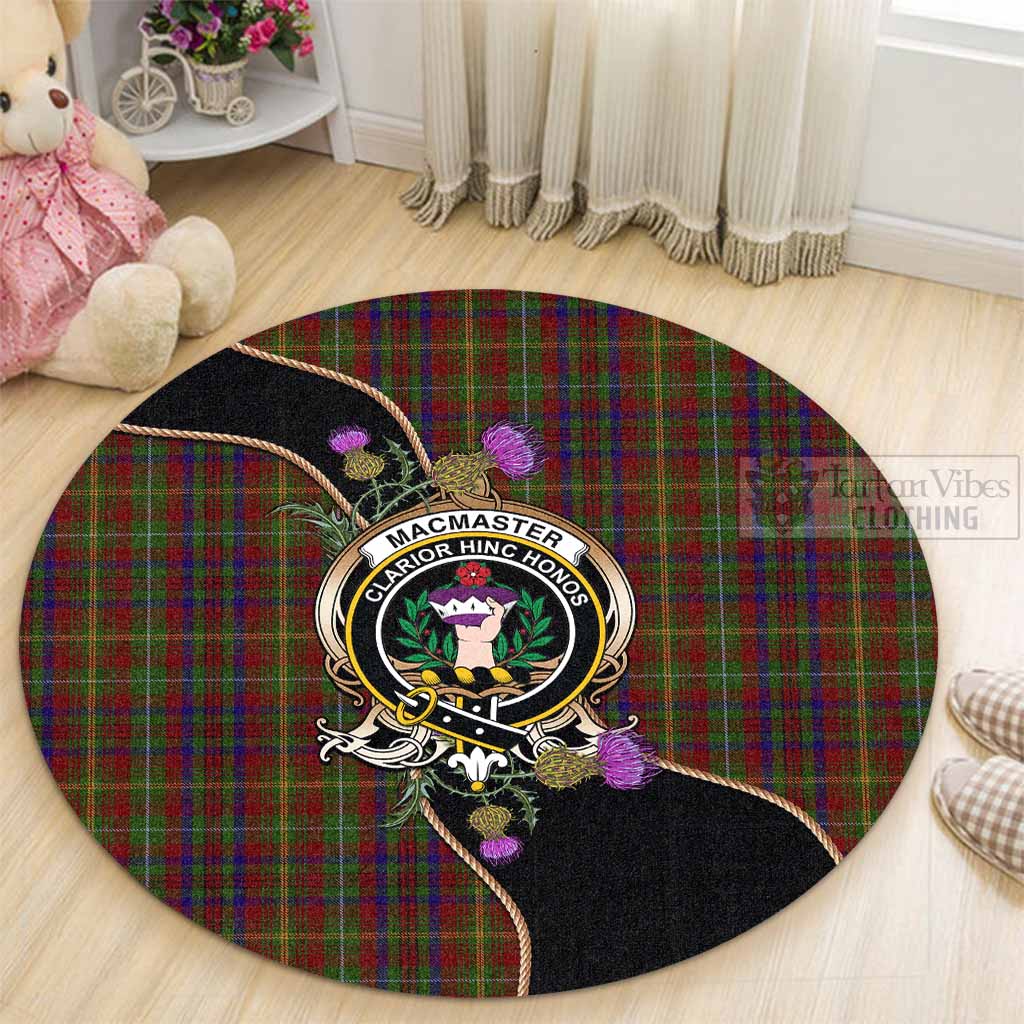MacMaster (McMaster) Tartan Crest Round Rug Scottish Thistle Spirit XL 47.2" (1.2m) - Tartan Vibes Clothing