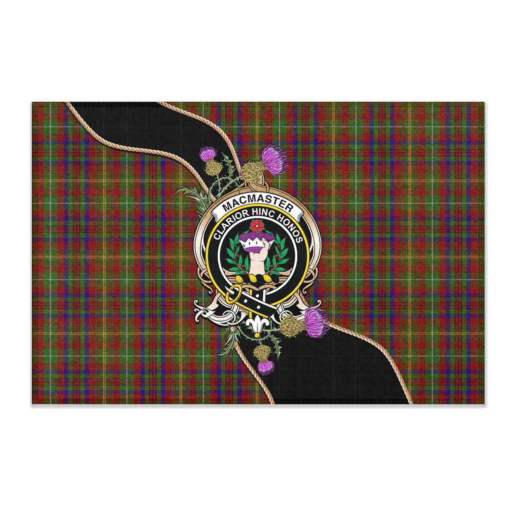 MacMaster (McMaster) Tartan Crest Rubber Doormat Scottish Thistle Spirit 60 × 90 cm (L) - Tartan Vibes Clothing