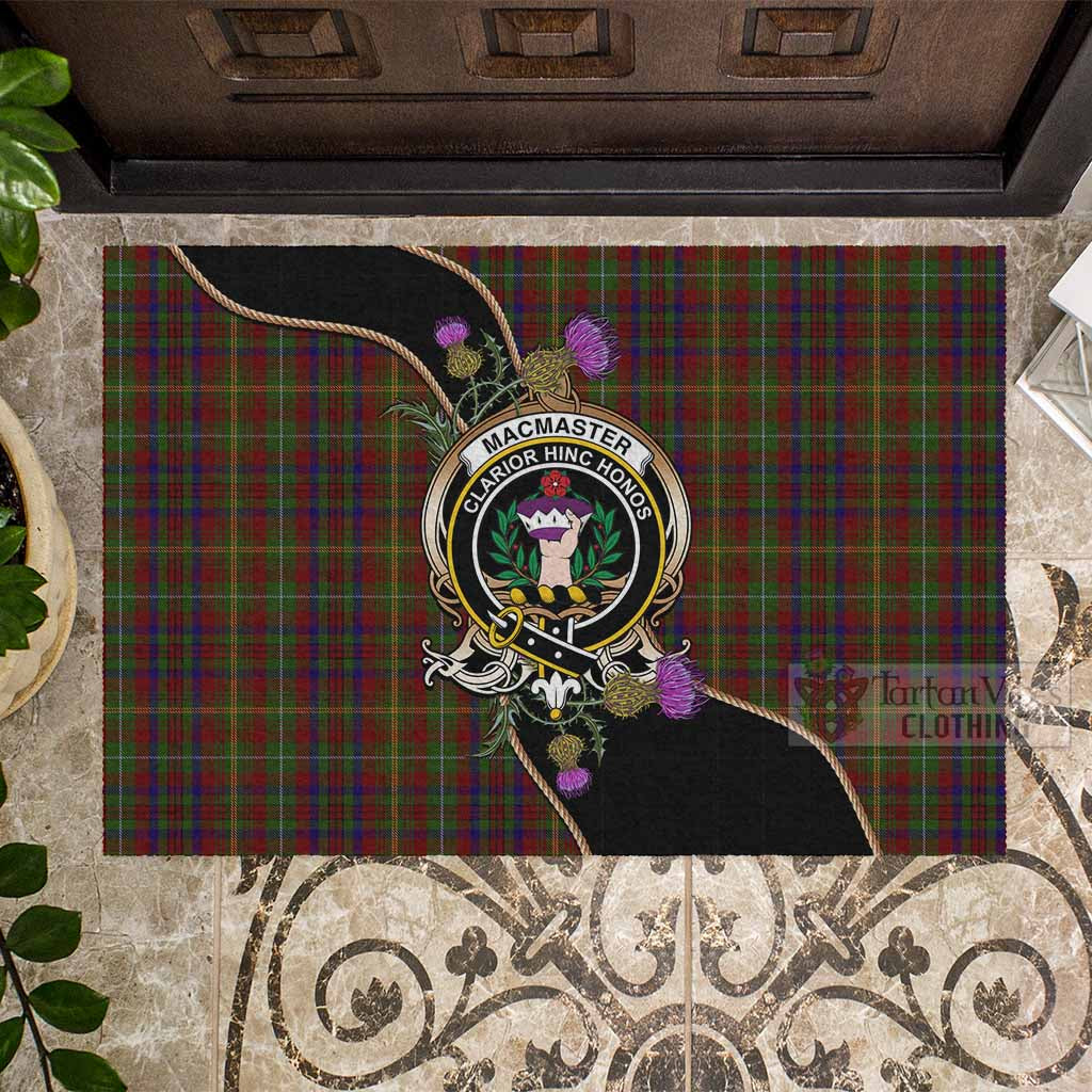 MacMaster (McMaster) Tartan Crest Rubber Doormat Scottish Thistle Spirit - Tartan Vibes Clothing