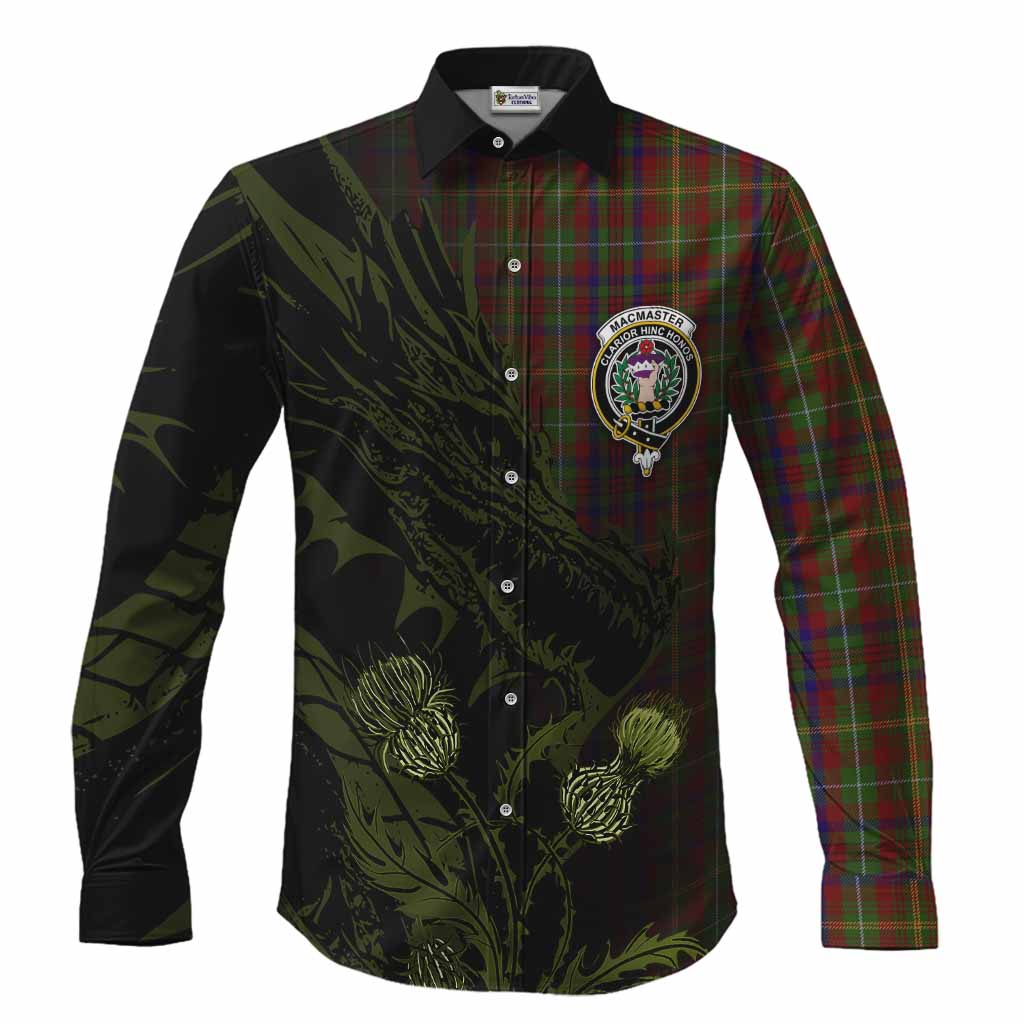 MacMaster (McMaster) Tartan Crest Scottish Long Sleeve Button Shirts Dragon and Thistle Men's Shirt S - Tartan Vibes Clothing
