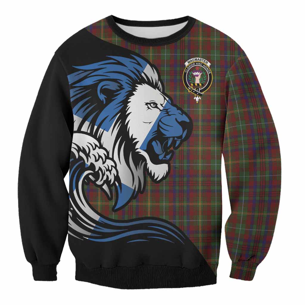 MacMaster (McMaster) Tartan Crest Sweatshirt Scottish Golden Lions Wave Flow