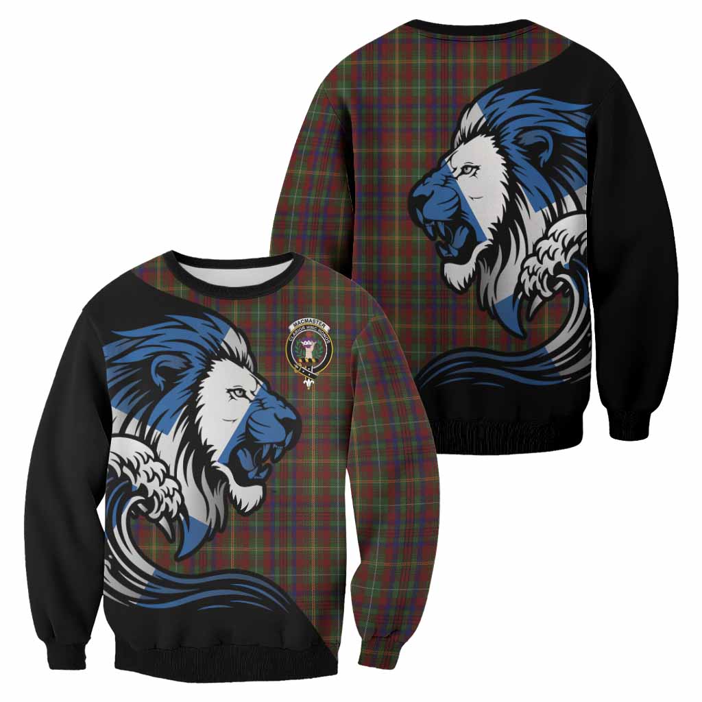MacMaster (McMaster) Tartan Crest Sweatshirt Scottish Golden Lions Wave Flow