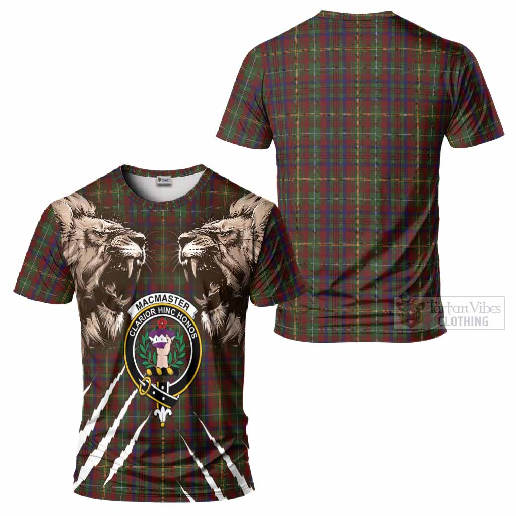 MacMaster (McMaster) Tartan Crest T-Shirt Ferocious Lion Style - Tartan Vibes Clothing