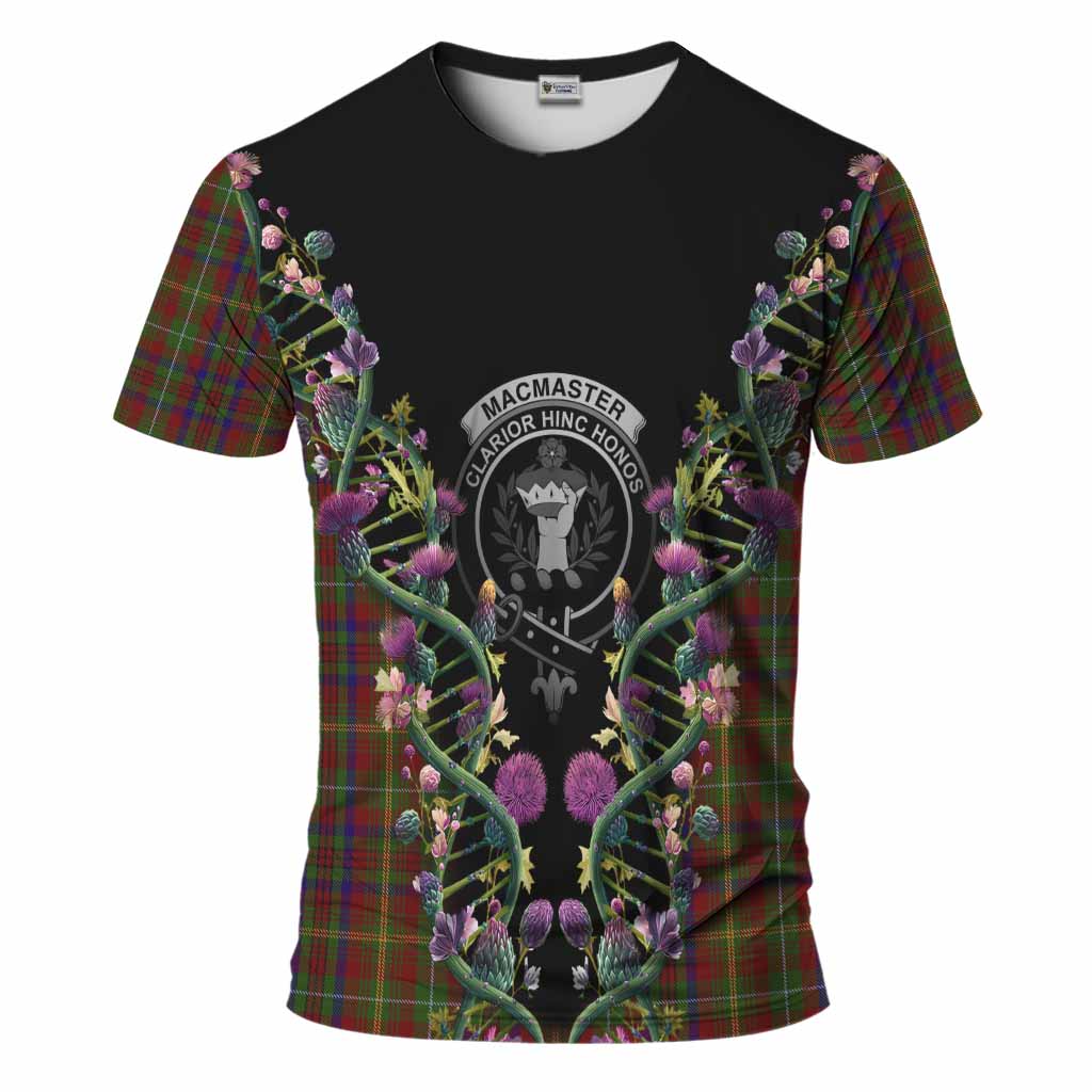 MacMaster (McMaster) Tartan Crest T-Shirt Scottish Heritage Thistle DNA
