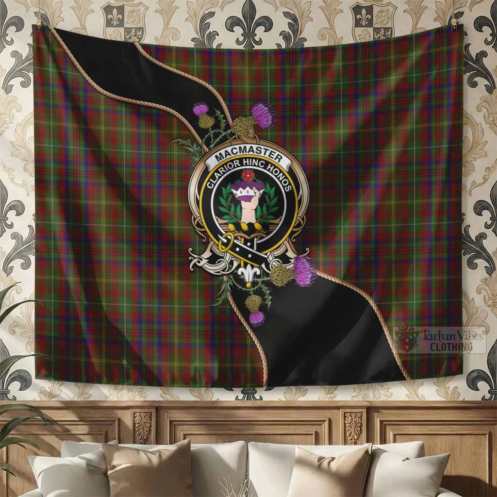 MacMaster (McMaster) Tartan Crest Tapestry Scottish Thistle Spirit 39 × 59 in (100 × 150 cm) - Tartan Vibes Clothing