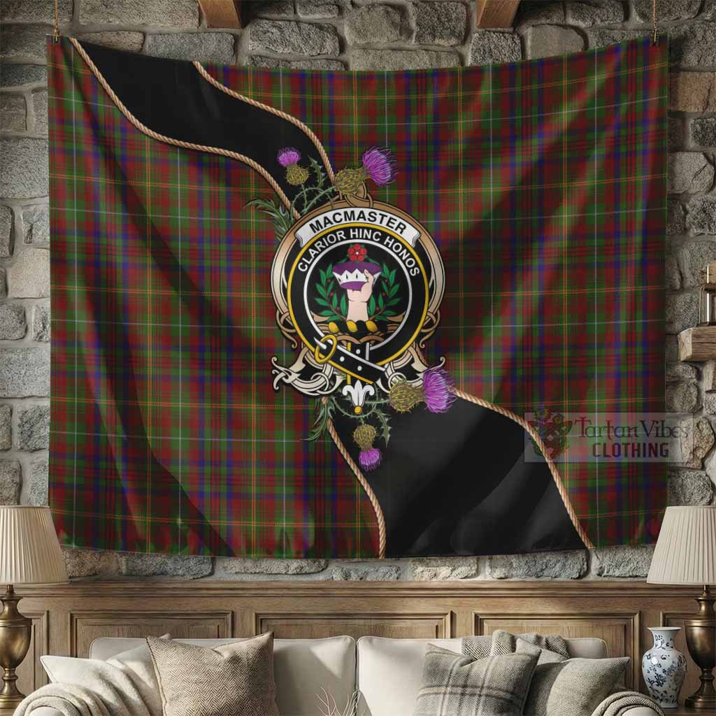 MacMaster (McMaster) Tartan Crest Tapestry Scottish Thistle Spirit 71 × 118 in (180 × 300 cm) - Tartan Vibes Clothing
