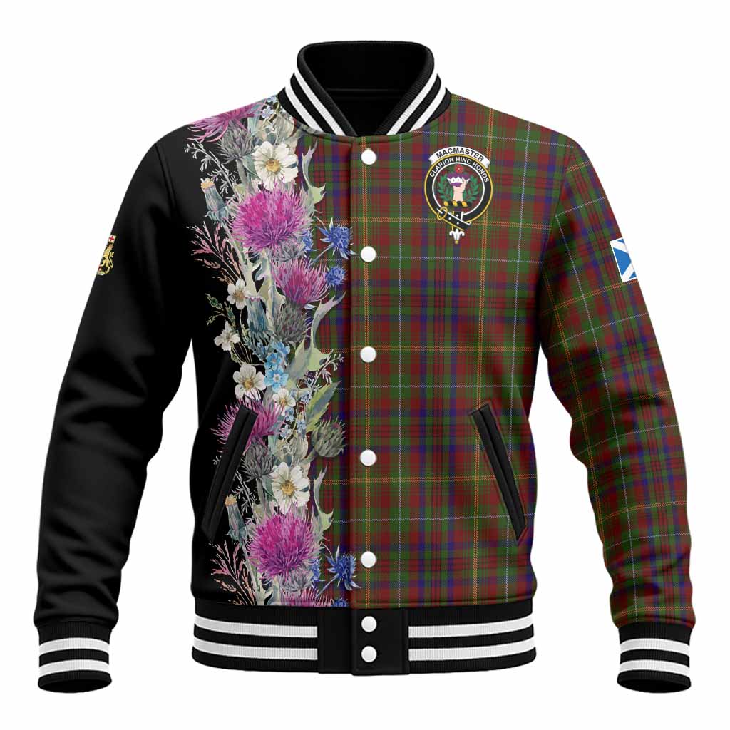 MacMaster (McMaster) Tartan Crest Thistle Floral Baseball Jacket Unisex - Tartan Vibes Clothing