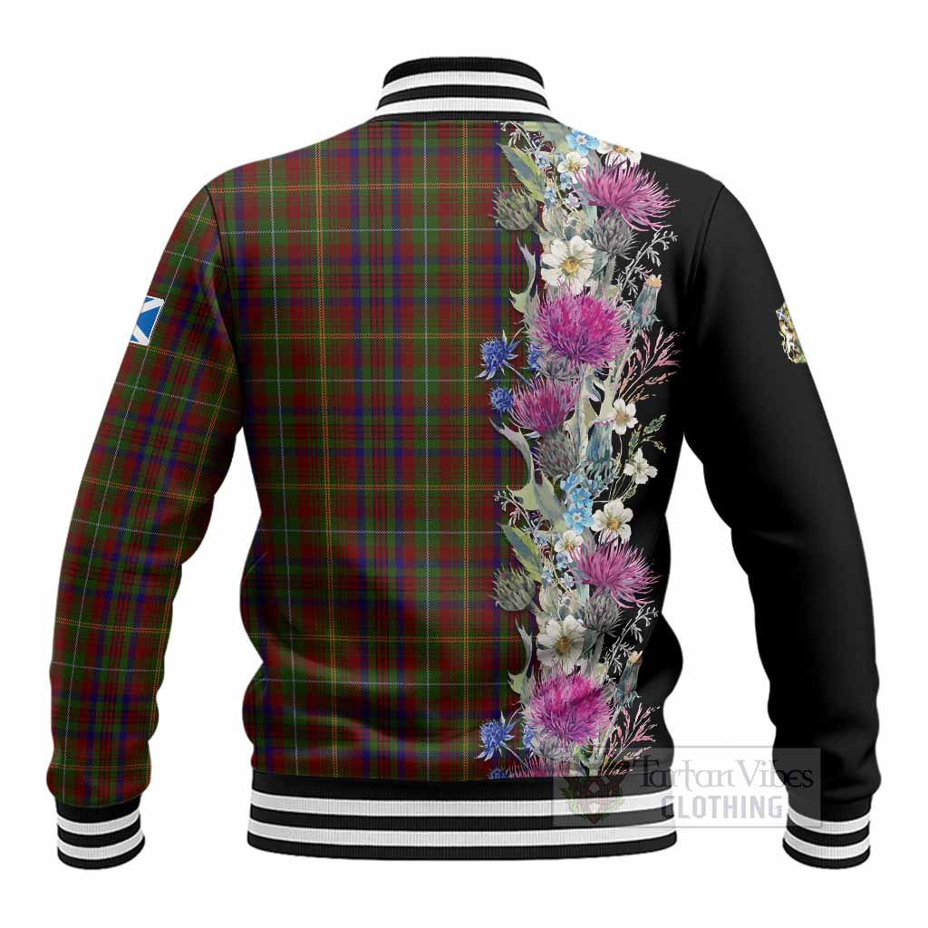 MacMaster (McMaster) Tartan Crest Thistle Floral Baseball Jacket - Tartan Vibes Clothing