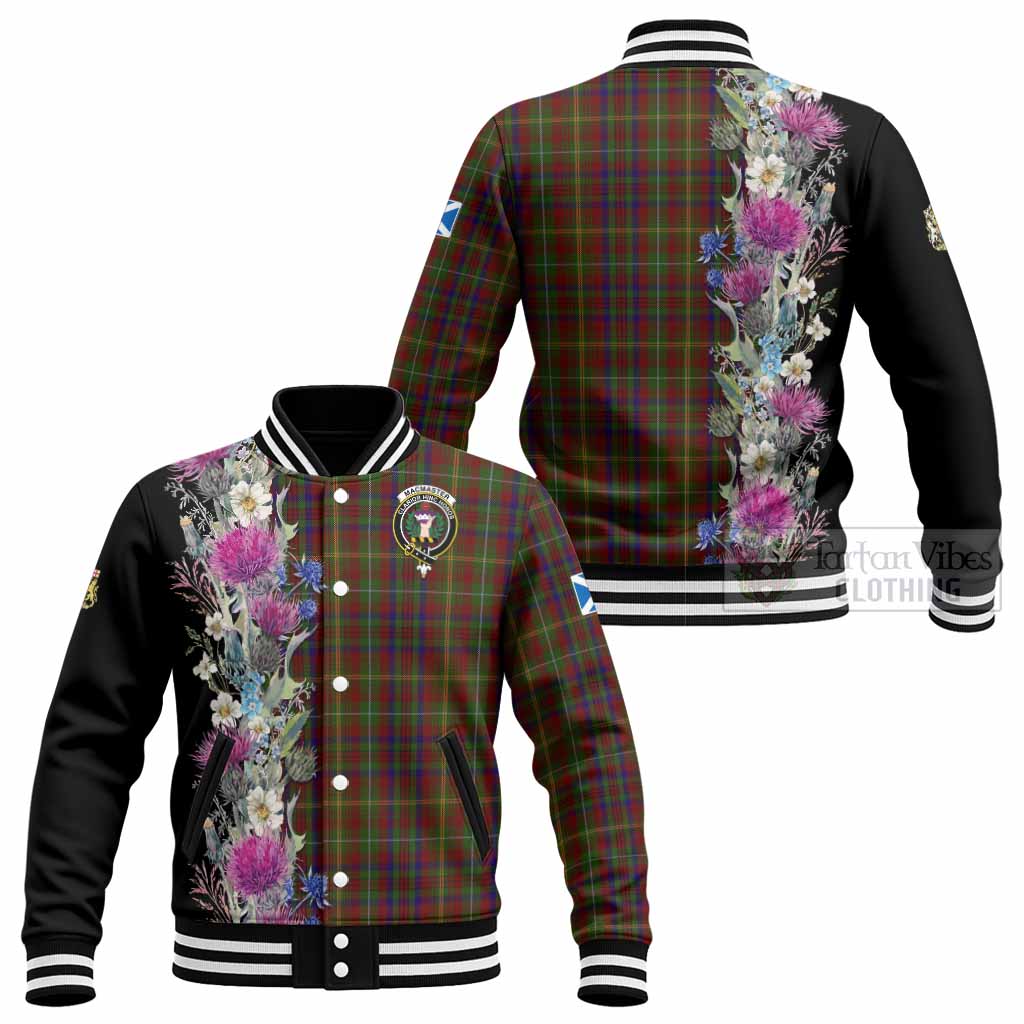 MacMaster (McMaster) Tartan Crest Thistle Floral Baseball Jacket - Tartan Vibes Clothing