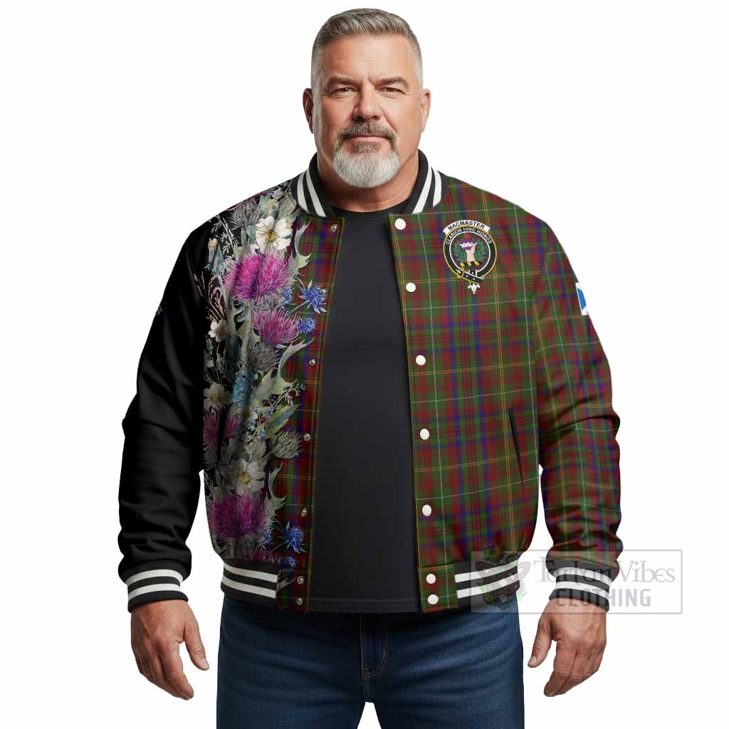 MacMaster (McMaster) Tartan Crest Thistle Floral Baseball Jacket - Tartan Vibes Clothing