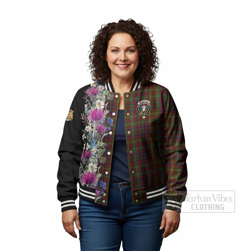 MacMaster (McMaster) Tartan Crest Thistle Floral Baseball Jacket - Tartan Vibes Clothing