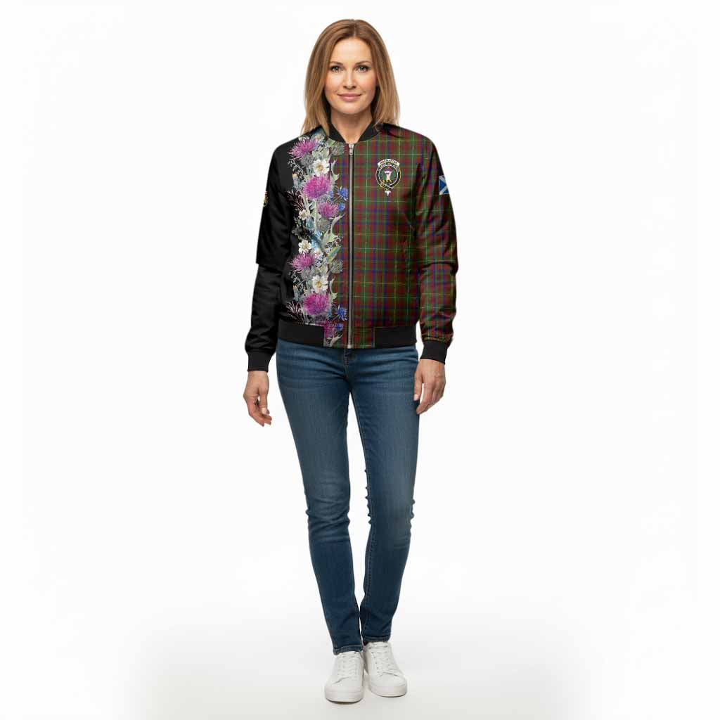 MacMaster (McMaster) Tartan Crest Thistle Floral Bomber Jacket - Tartan Vibes Clothing