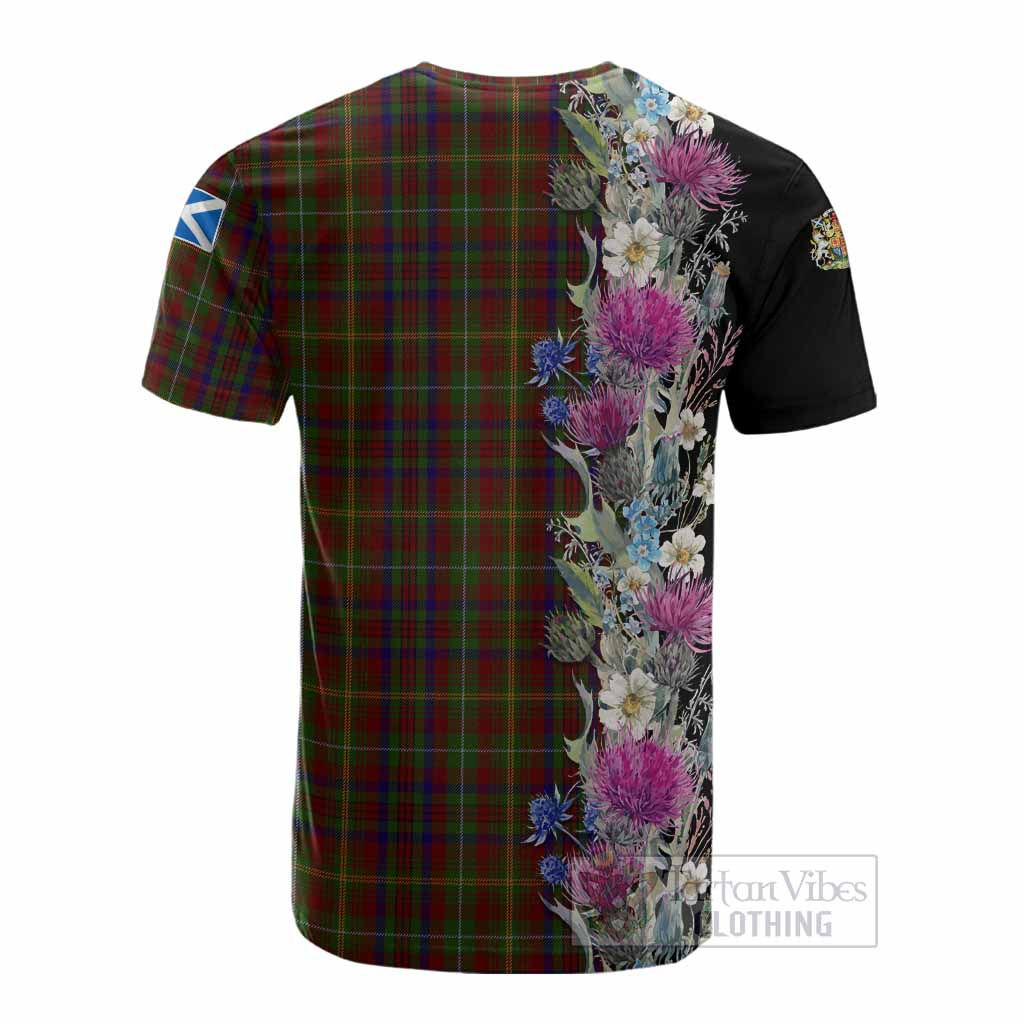 MacMaster (McMaster) Tartan Crest Thistle Floral Cotton T-shirt - Tartan Vibes Clothing