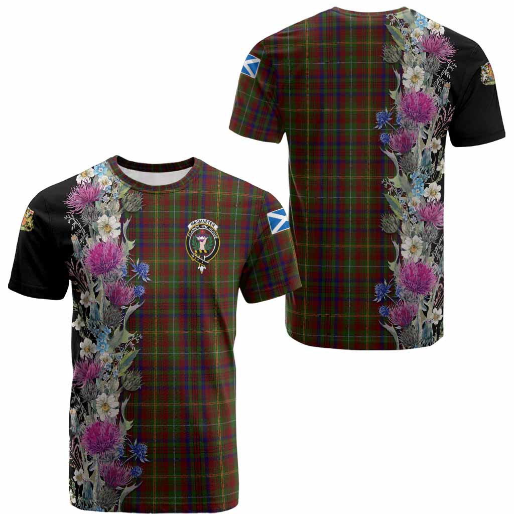 MacMaster (McMaster) Tartan Crest Thistle Floral Cotton T-shirt - Tartan Vibes Clothing