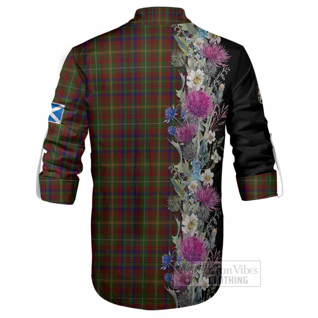 MacMaster (McMaster) Tartan Crest Thistle Floral Ghillie Shirt - Tartan Vibes Clothing