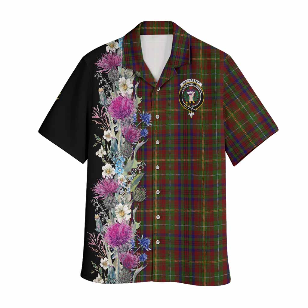 MacMaster (McMaster) Tartan Crest Thistle Floral Hawaiian Shirt Kid - Tartan Vibes Clothing