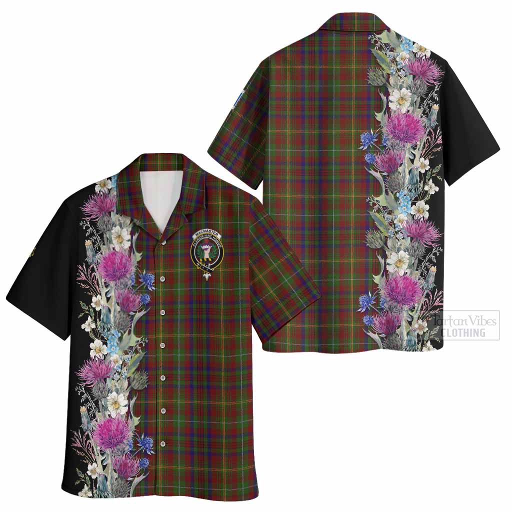 MacMaster (McMaster) Tartan Crest Thistle Floral Hawaiian Shirt - Tartan Vibes Clothing