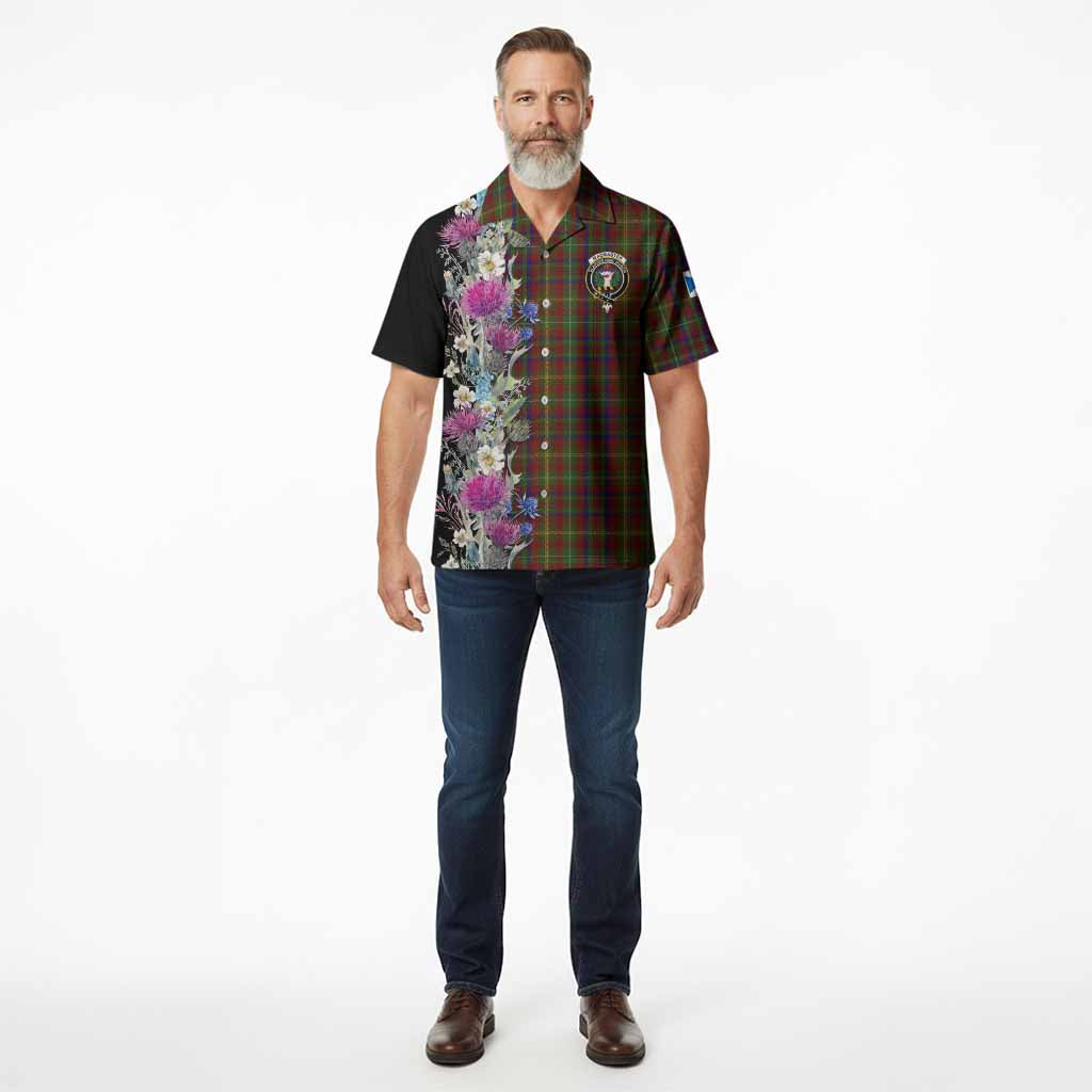 MacMaster (McMaster) Tartan Crest Thistle Floral Hawaiian Shirt - Tartan Vibes Clothing