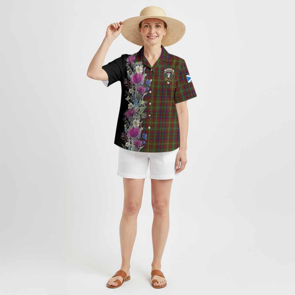 MacMaster (McMaster) Tartan Crest Thistle Floral Hawaiian Shirt - Tartan Vibes Clothing