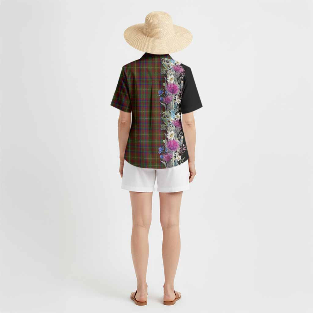 MacMaster (McMaster) Tartan Crest Thistle Floral Hawaiian Shirt - Tartan Vibes Clothing