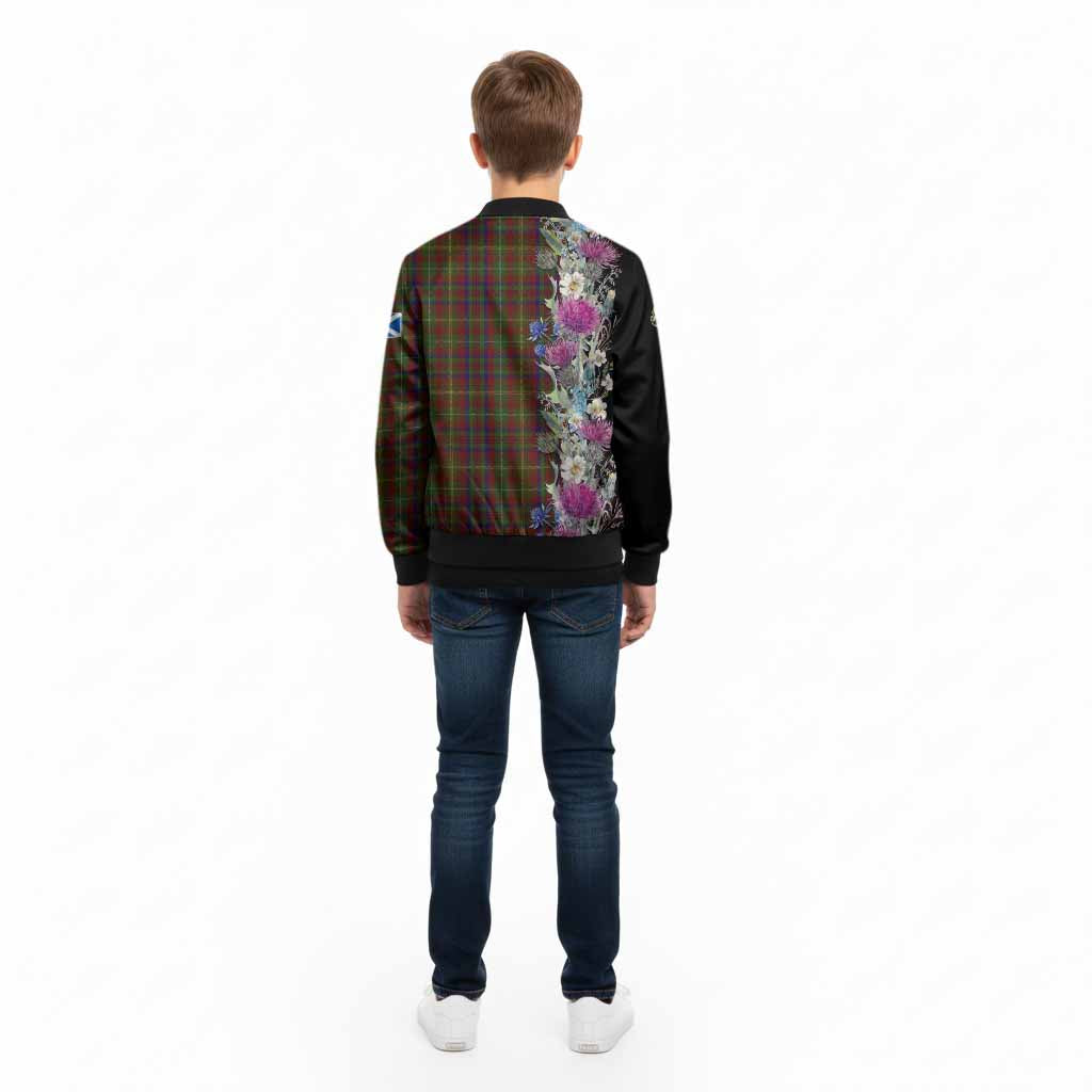 MacMaster (McMaster) Tartan Crest Thistle Floral Kid Bomber Jacket - Tartan Vibes Clothing