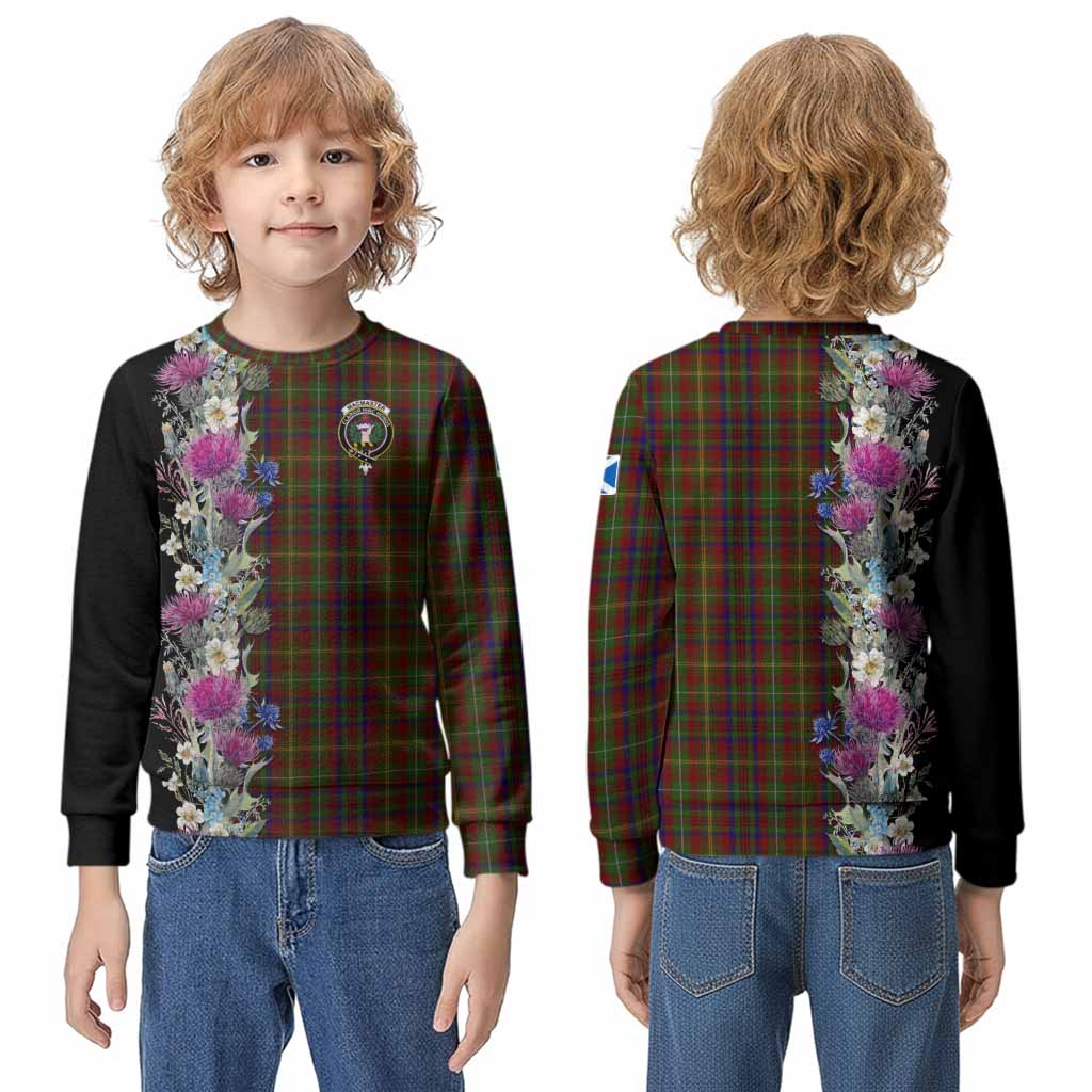 MacMaster (McMaster) Tartan Crest Thistle Floral Kid Knitted Sweatshirt - Tartan Vibes Clothing