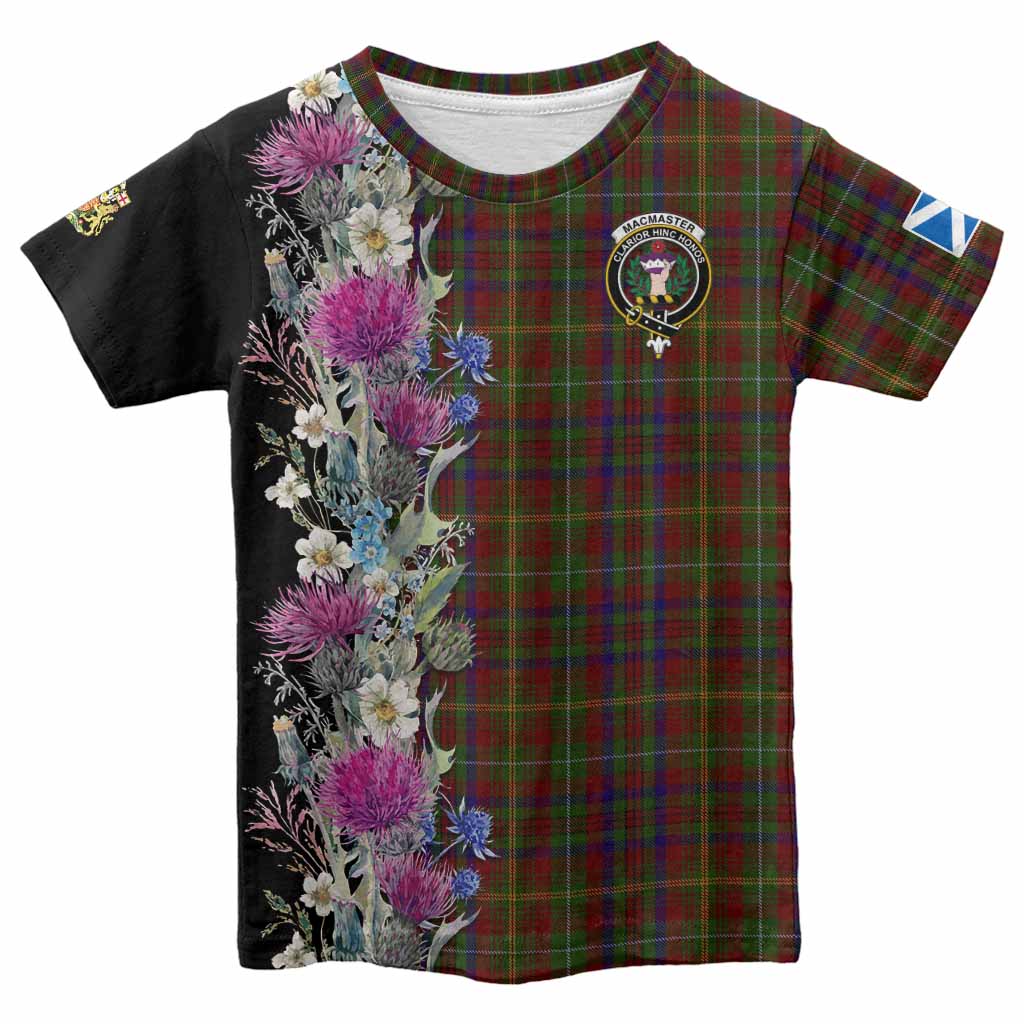 MacMaster (McMaster) Tartan Crest Thistle Floral Kid T-shirt Youth XL Size14 - Tartan Vibes Clothing