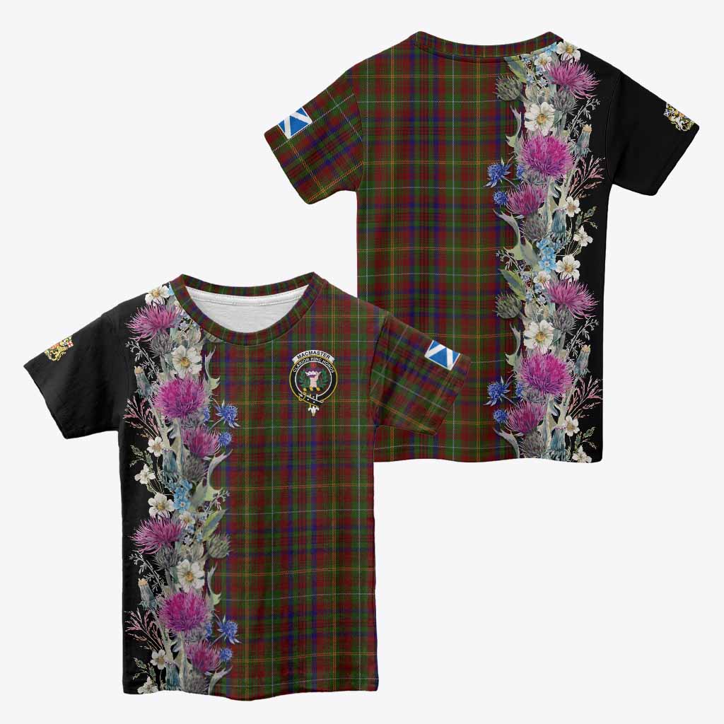 MacMaster (McMaster) Tartan Crest Thistle Floral Kid T-shirt - Tartan Vibes Clothing