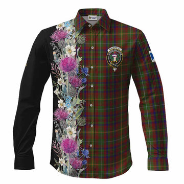 MacMaster (McMaster) Tartan Crest Thistle Floral Long Sleeve Button Shirts Men's Shirt S - Tartan Vibes Clothing