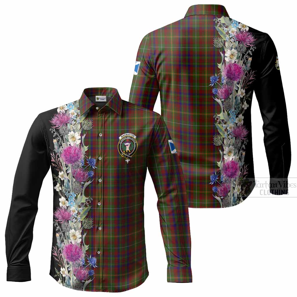 MacMaster (McMaster) Tartan Crest Thistle Floral Long Sleeve Button Shirts Men's Shirt - Tartan Vibes Clothing