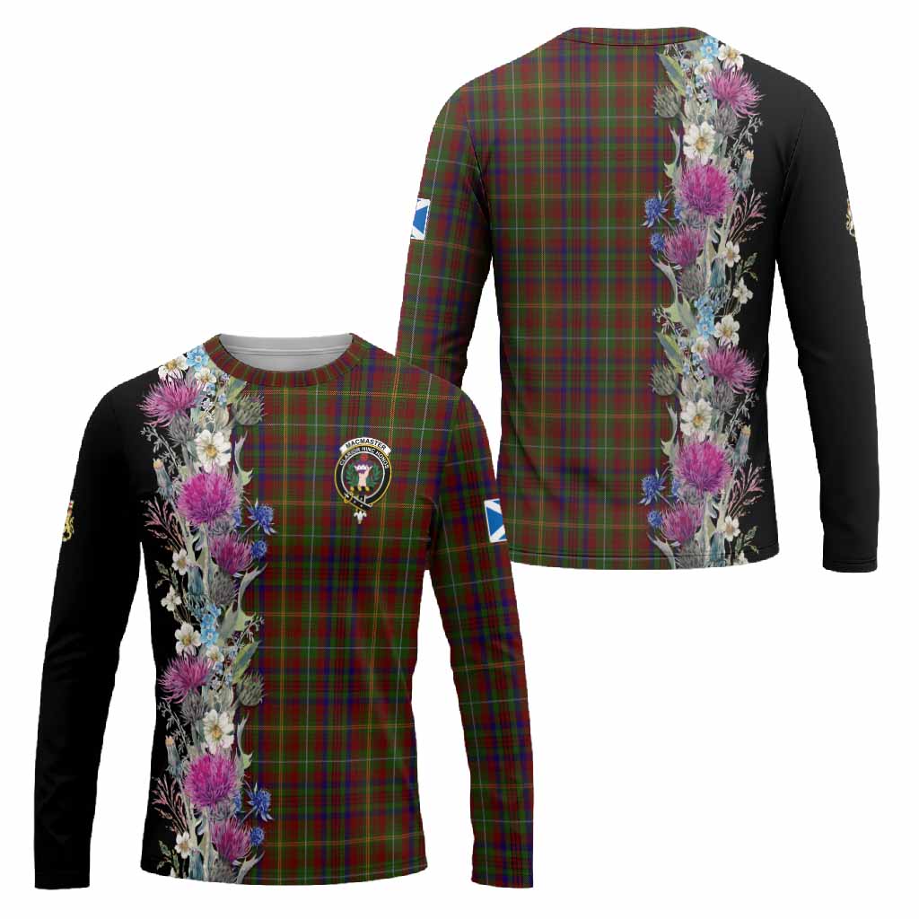 MacMaster (McMaster) Tartan Crest Thistle Floral Long Sleeve T-Shirt - Tartan Vibes Clothing