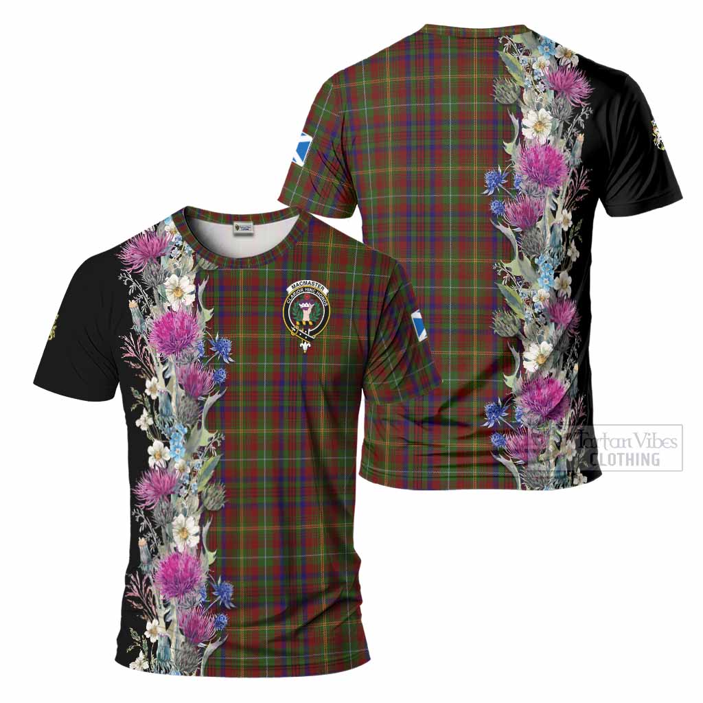 MacMaster (McMaster) Tartan Crest Thistle Floral T-Shirt - Tartan Vibes Clothing