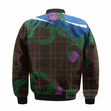 MacMaster (McMaster) Tartan Family Crest Bomber Jacket Thistle in Minimalism - Tartan Vibes Clothing