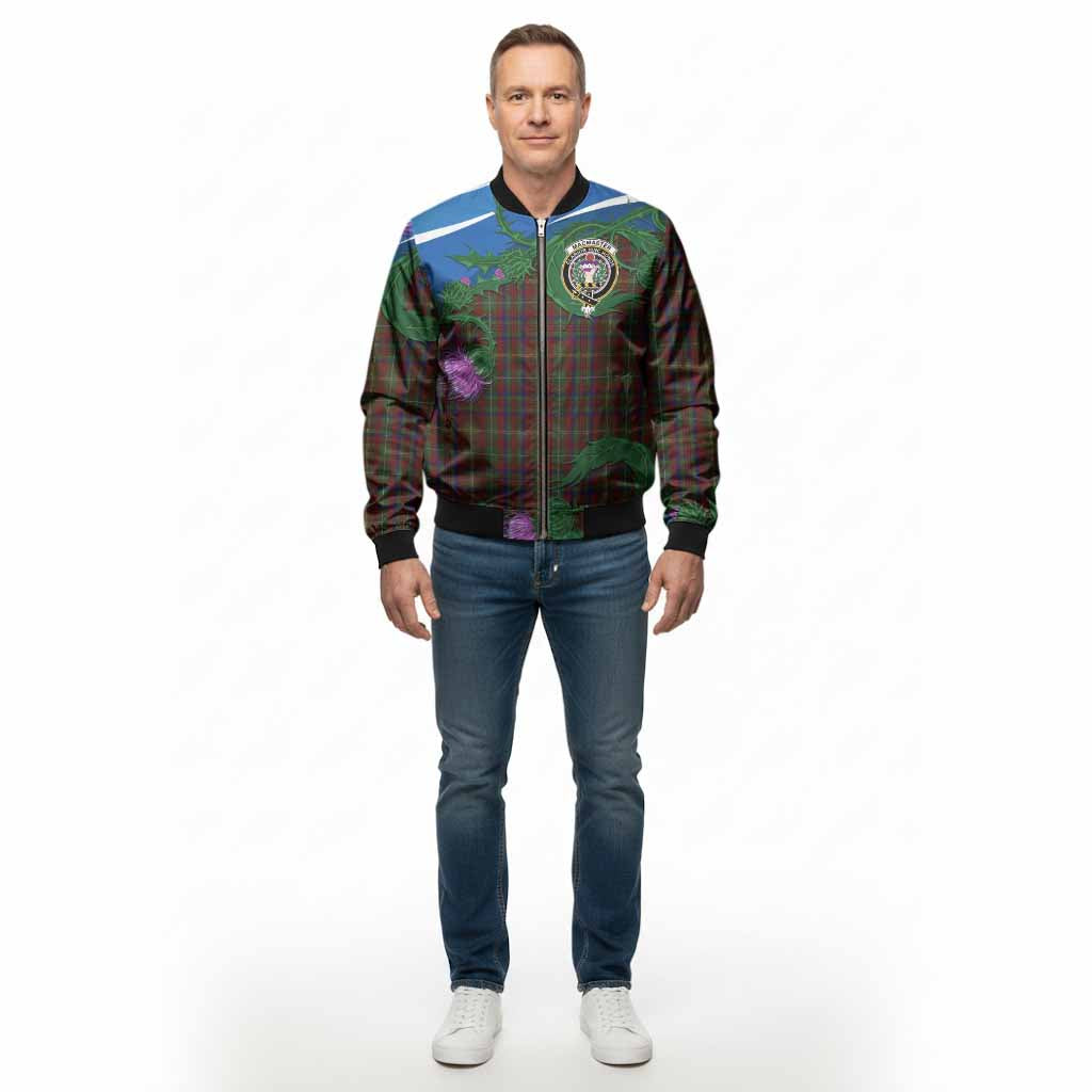MacMaster (McMaster) Tartan Family Crest Bomber Jacket Thistle in Minimalism - Tartan Vibes Clothing