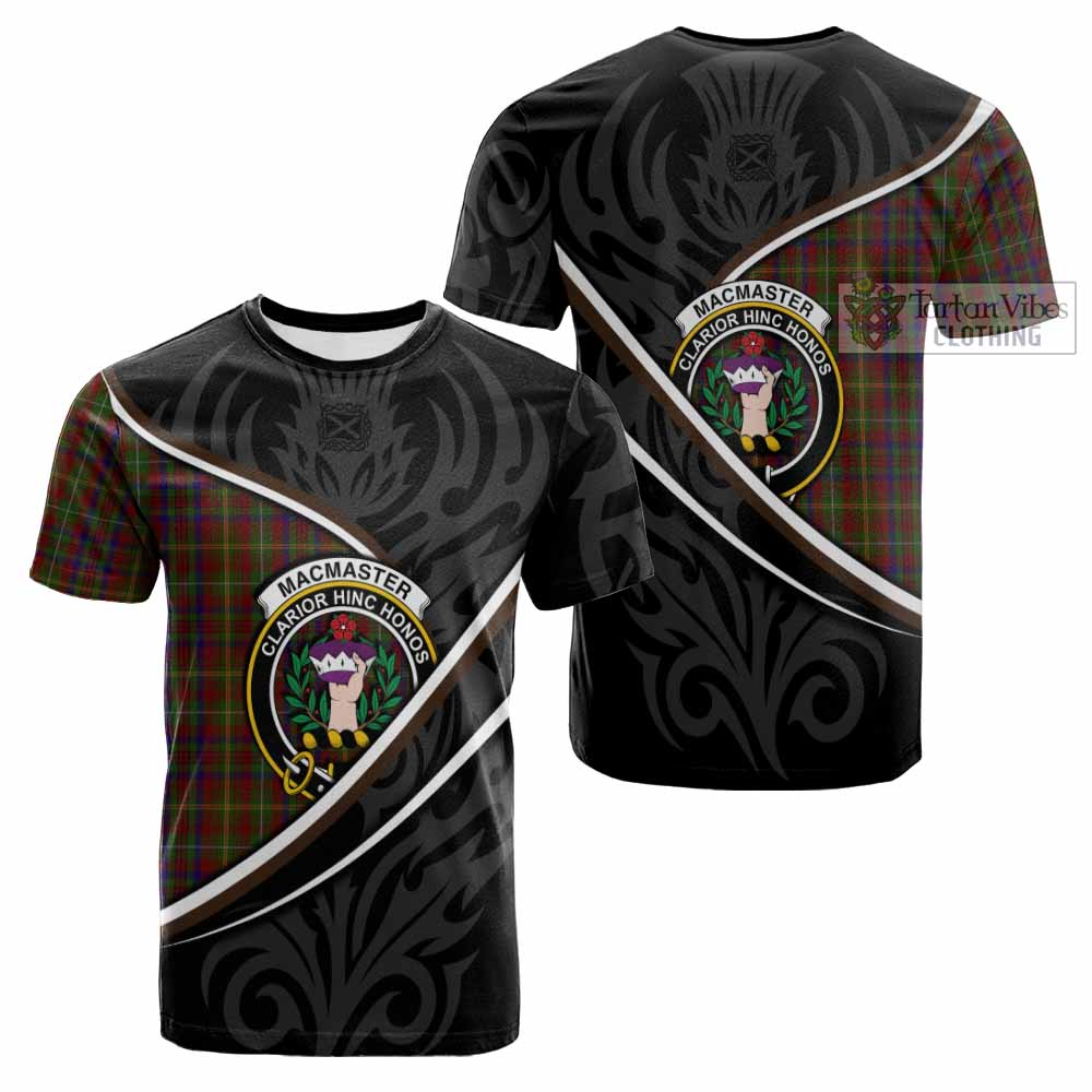 MacMaster (McMaster) Tartan Family Crest Cotton T-shirt Celtic Scottish Thistle Floral - Tartan Vibes Clothing