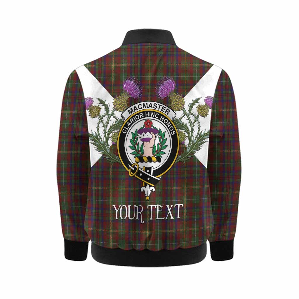 MacMaster (McMaster) Tartan Family Crest Kid Bomber Jacket Scottish Burns Night Thistle Floral