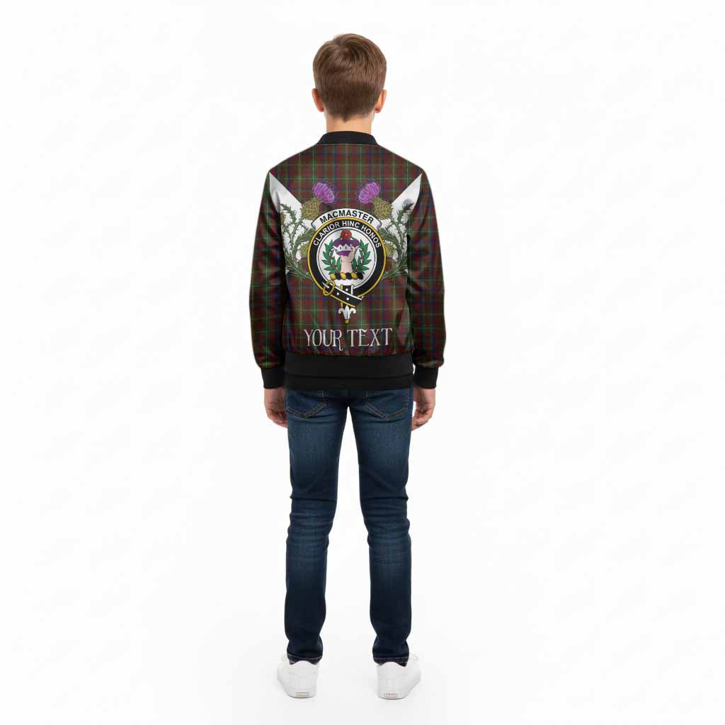 MacMaster (McMaster) Tartan Family Crest Kid Bomber Jacket Scottish Burns Night Thistle Floral