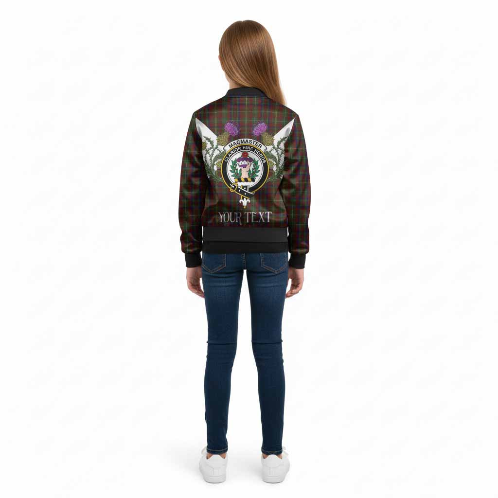 MacMaster (McMaster) Tartan Family Crest Kid Bomber Jacket Scottish Burns Night Thistle Floral