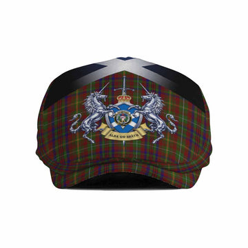 MacMaster (McMaster) Tartan Flat Cap, Jeff Cap Alba Gu Brath Unicorn Crest