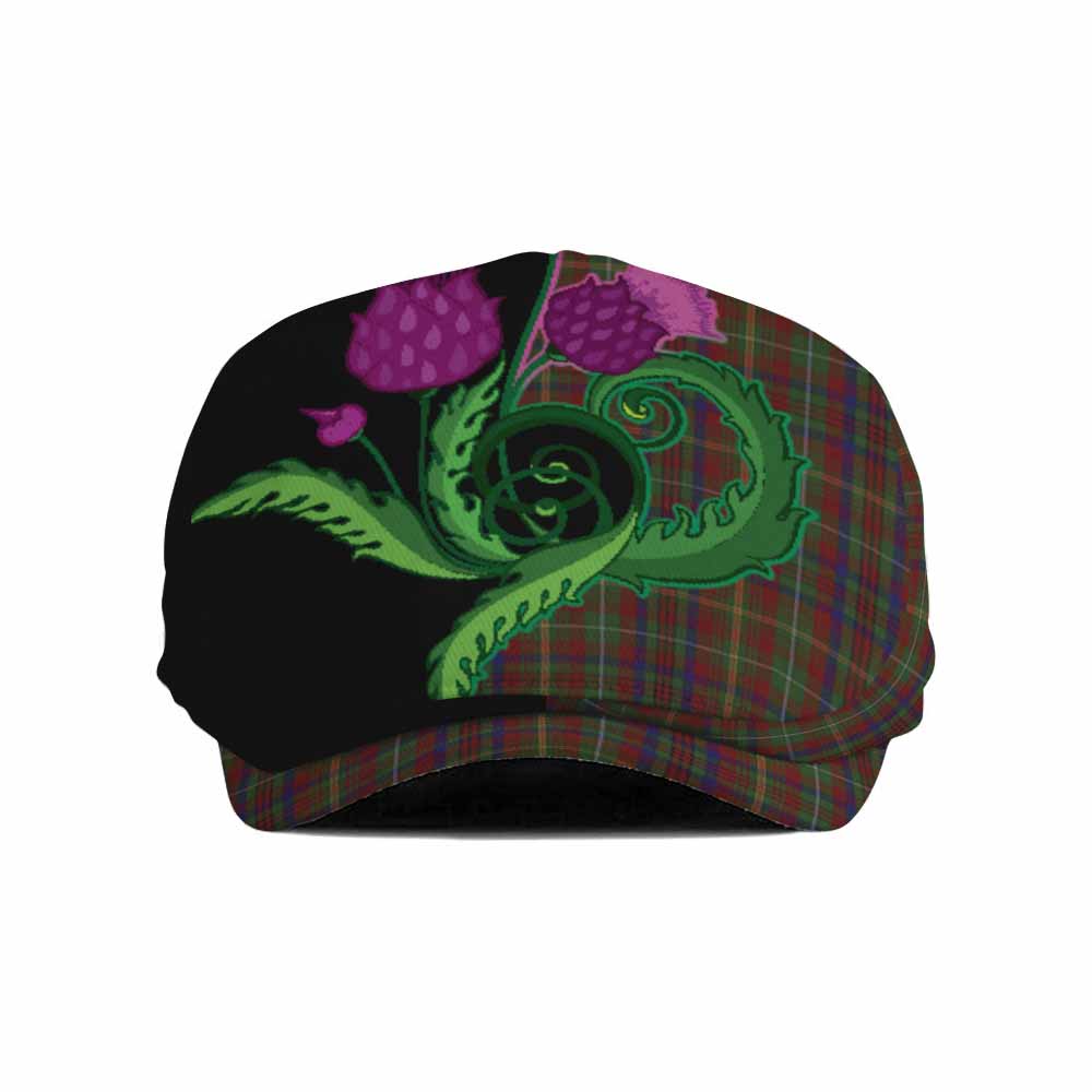 MacMaster (McMaster) Tartan Flat Cap, Jeff Cap Traditional Scottish Thistle