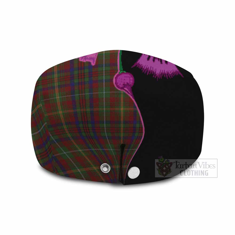MacMaster (McMaster) Tartan Flat Cap, Jeff Cap Traditional Scottish Thistle