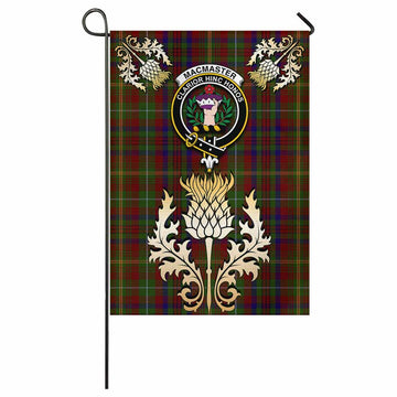 MacMaster (McMaster) Tartan Garden Flag with Golden Regal Scottish Thistle Emblem