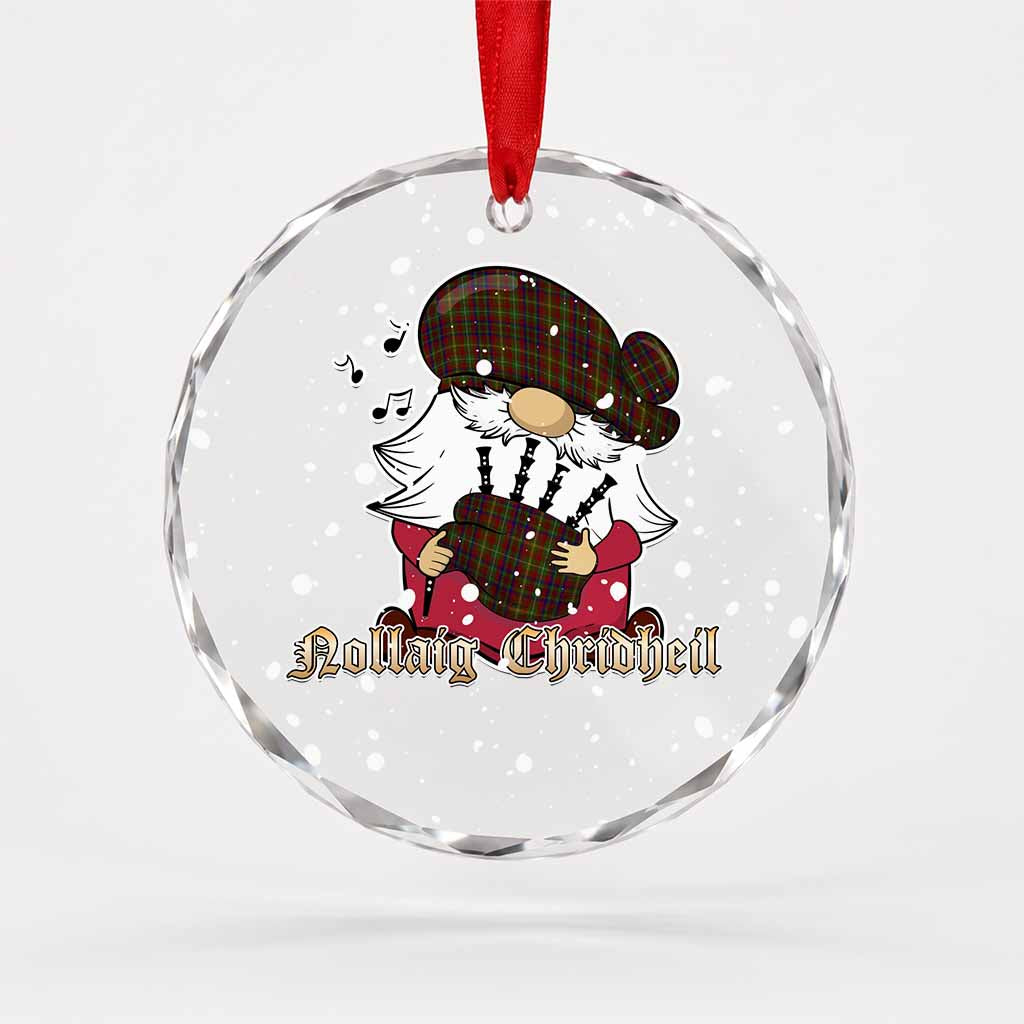 MacMaster (McMaster) Tartan Glass Circle Ornament Gnome Bagpiper - Chistmas Tree Decor Transparent Glass 3'' Circle - Tartan Vibes Clothing