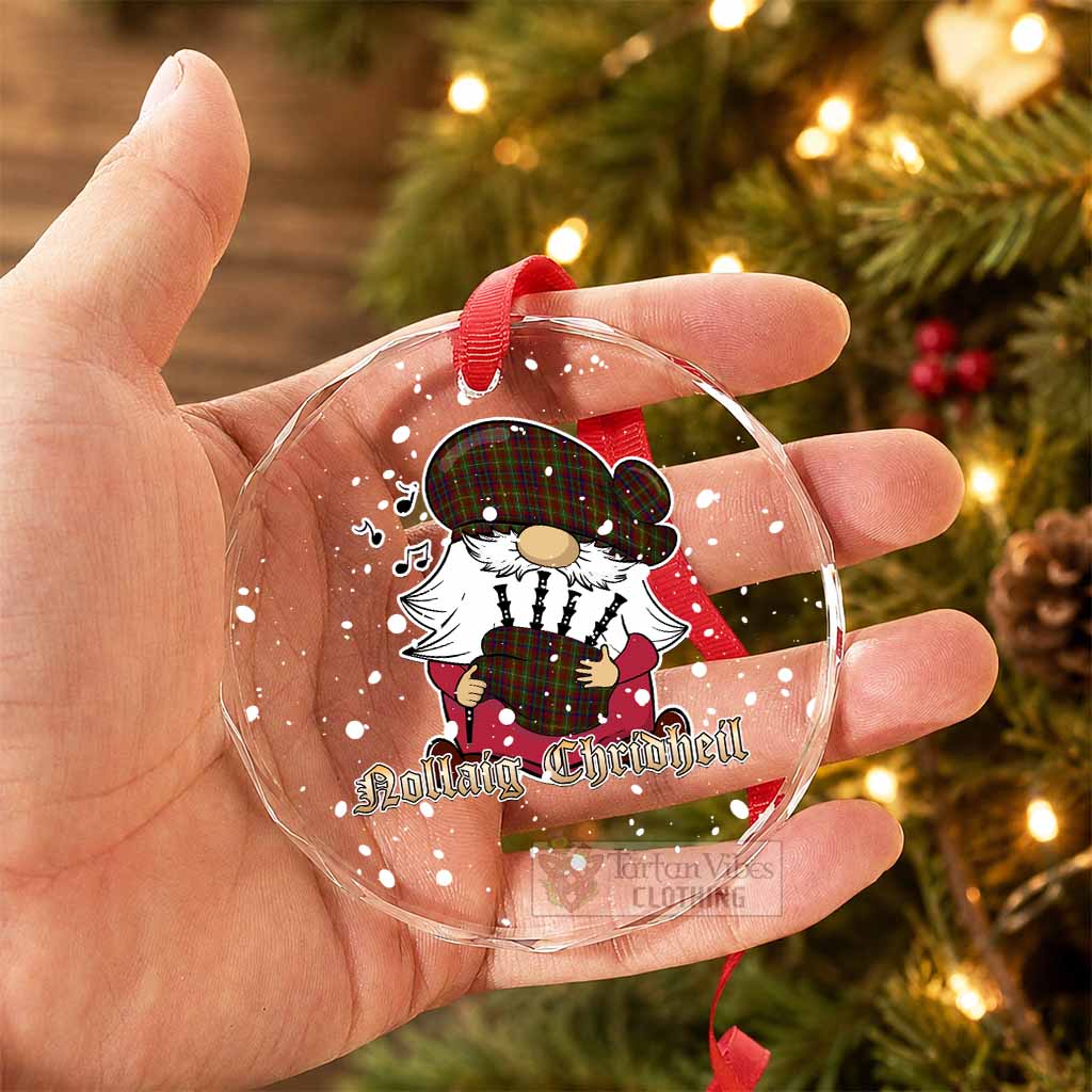 MacMaster (McMaster) Tartan Glass Circle Ornament Gnome Bagpiper - Chistmas Tree Decor - Tartan Vibes Clothing