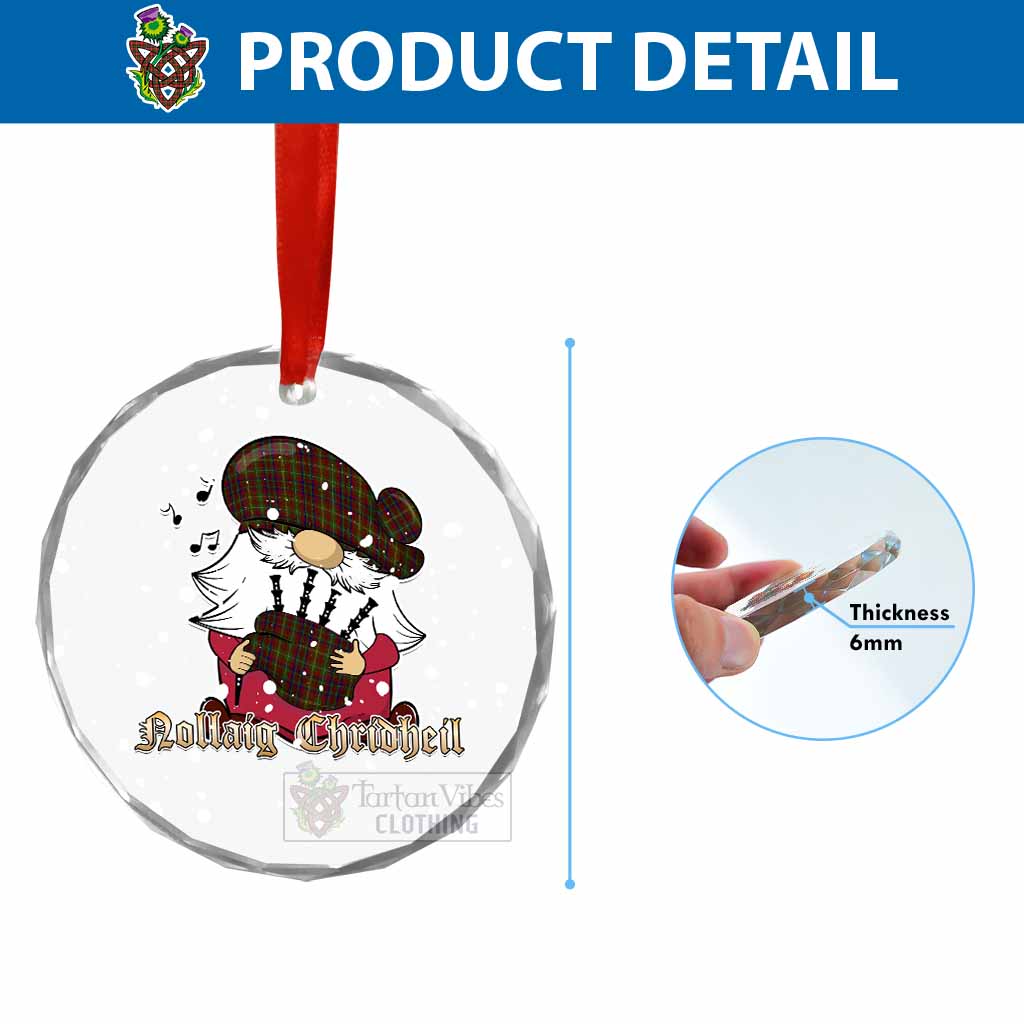 MacMaster (McMaster) Tartan Glass Circle Ornament Gnome Bagpiper - Chistmas Tree Decor - Tartan Vibes Clothing