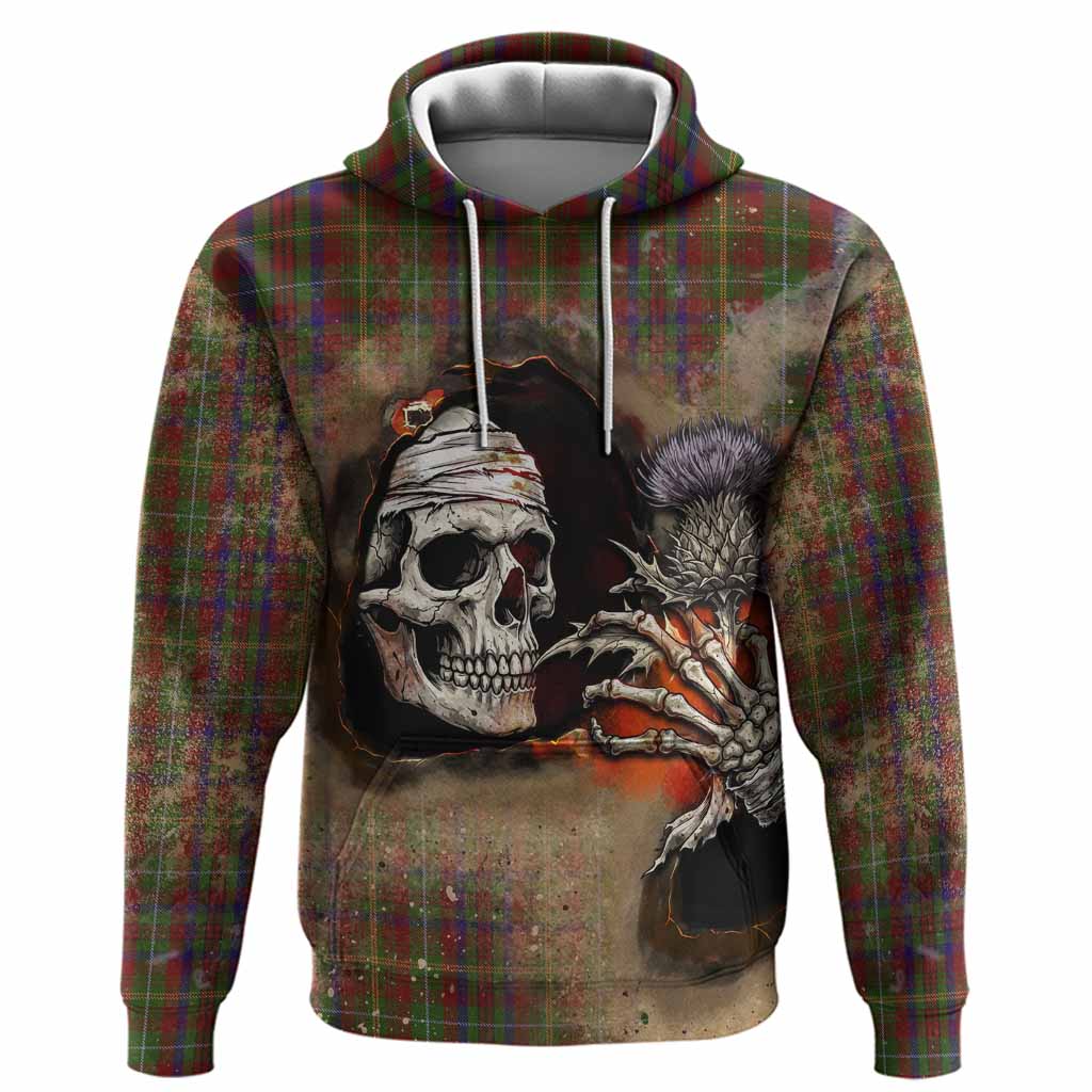 MacMaster (McMaster) Tartan Hoodie Halloween Skeleton With Thistle Burning Effect Pullover Hoodie - Tartan Vibes Clothing