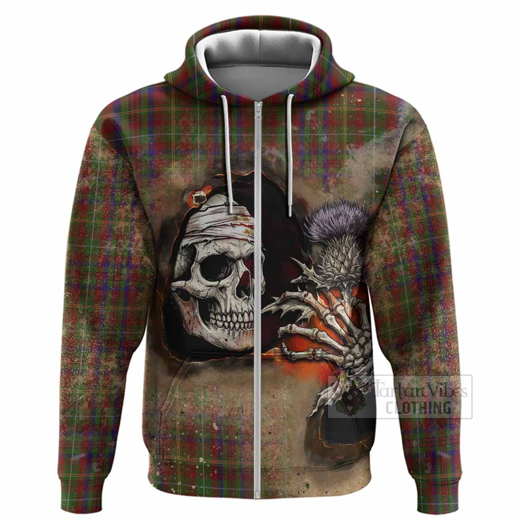 MacMaster (McMaster) Tartan Hoodie Halloween Skeleton With Thistle Burning Effect Zip Hoodie - Tartan Vibes Clothing