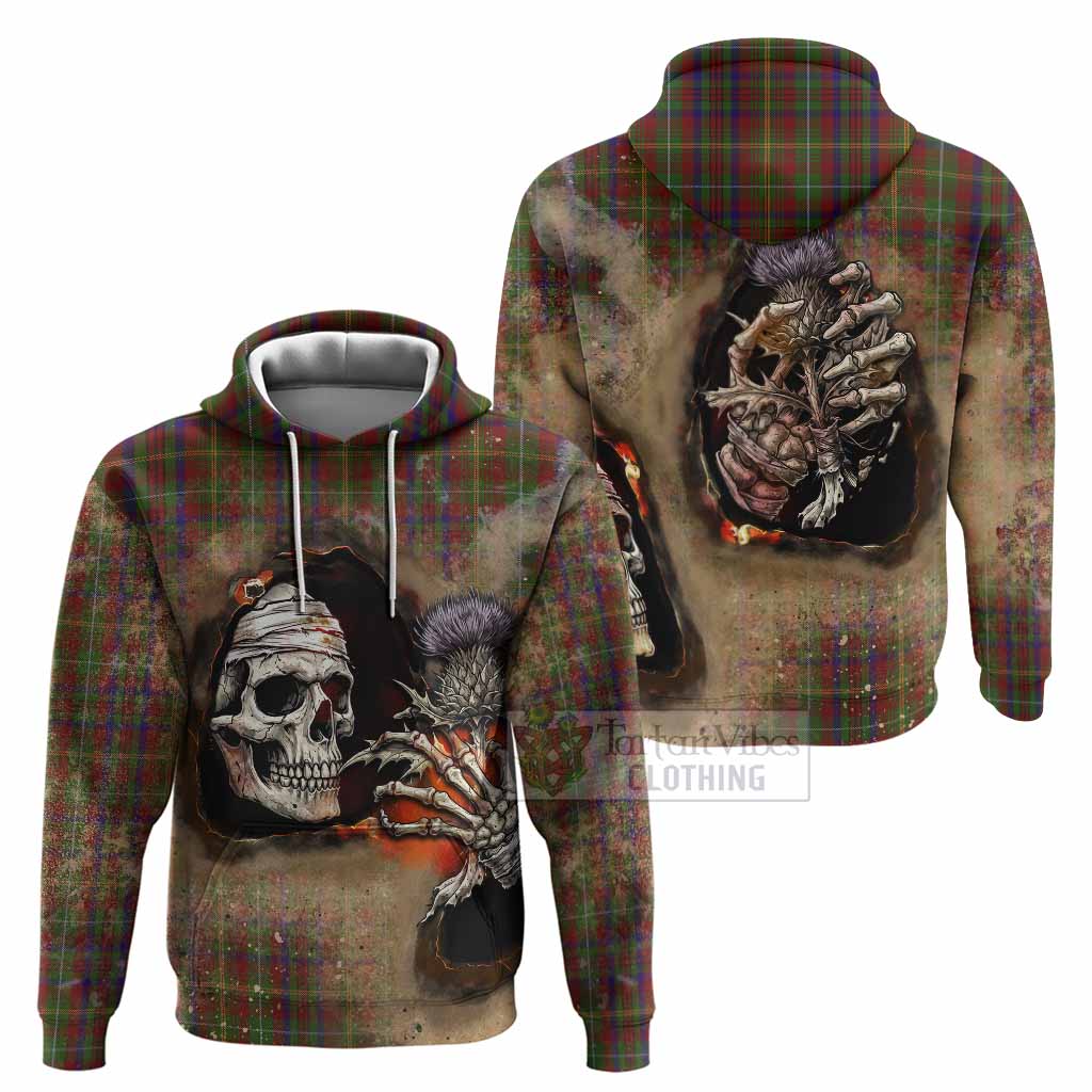 MacMaster (McMaster) Tartan Hoodie Halloween Skeleton With Thistle Burning Effect - Tartan Vibes Clothing